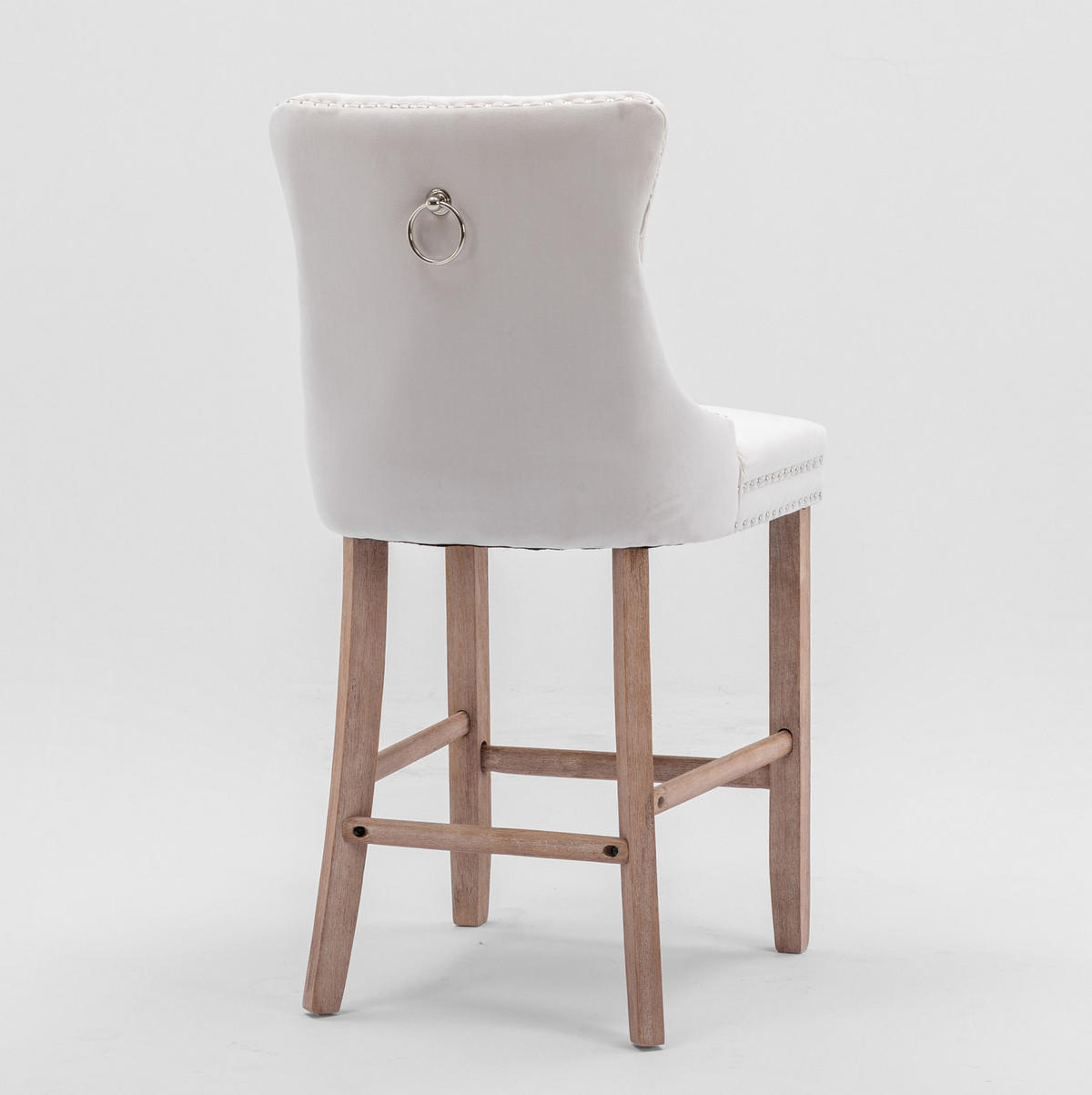 BARSTUHL 2er-Set mit hoher Rückenlehne Samt Beige - Beige, Metall (50/66/60cm) - Meubliv