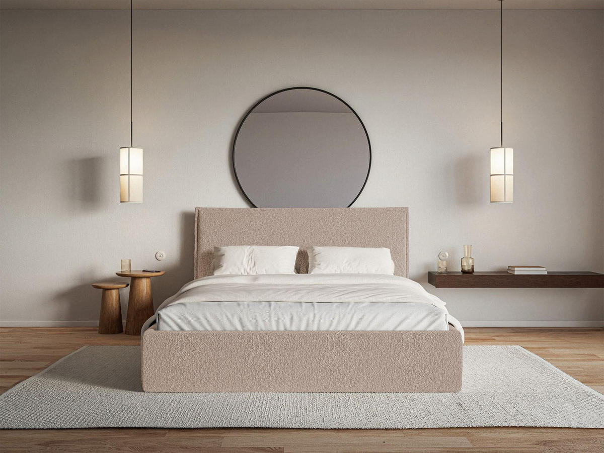 POLSTERBETT Softie Slim Dunkelbeige Chenille 200x200 - Cappuccino, Textil (200/200cm) - Selsey