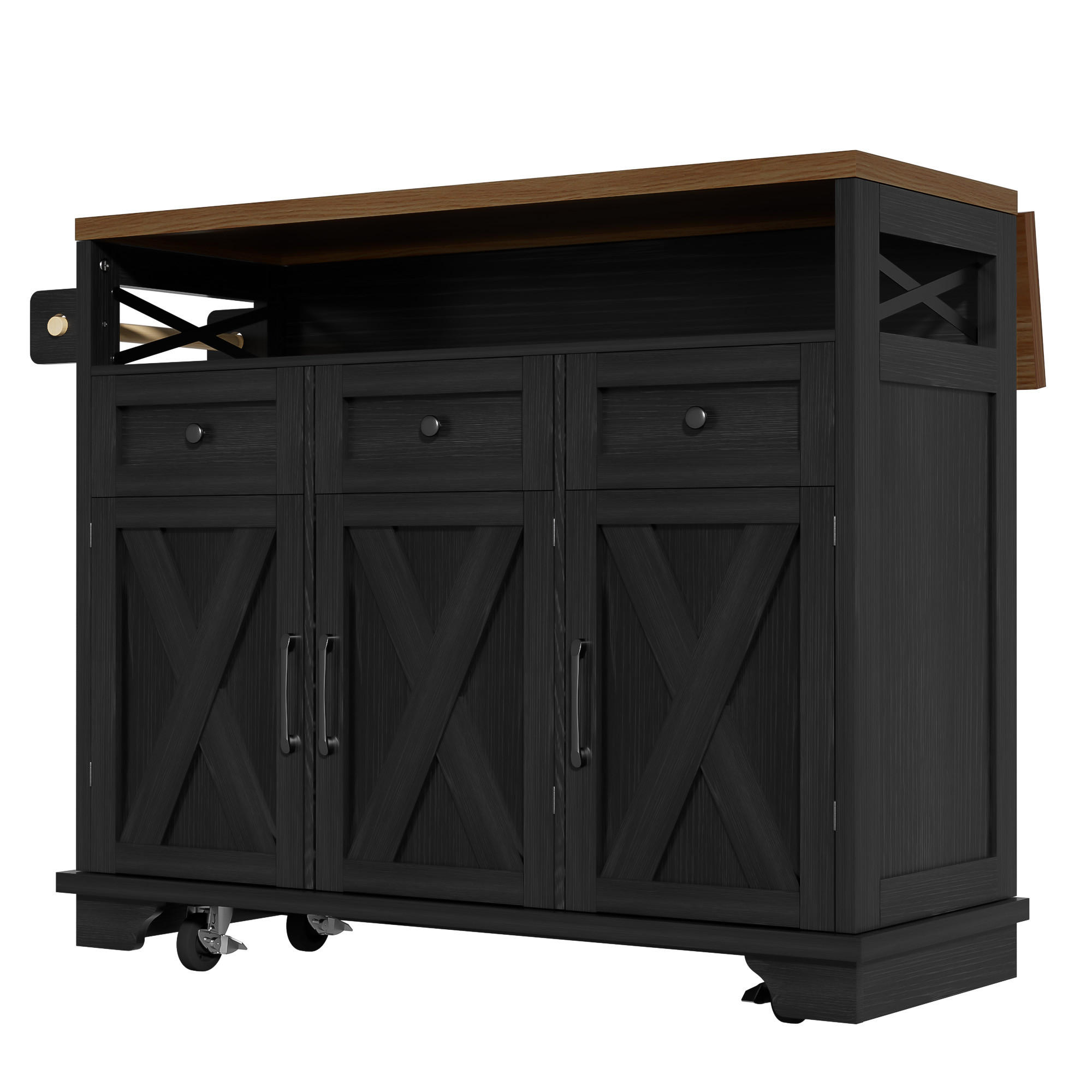 ComfortXL Kücheninsel Schwarz 118x98x43 cm