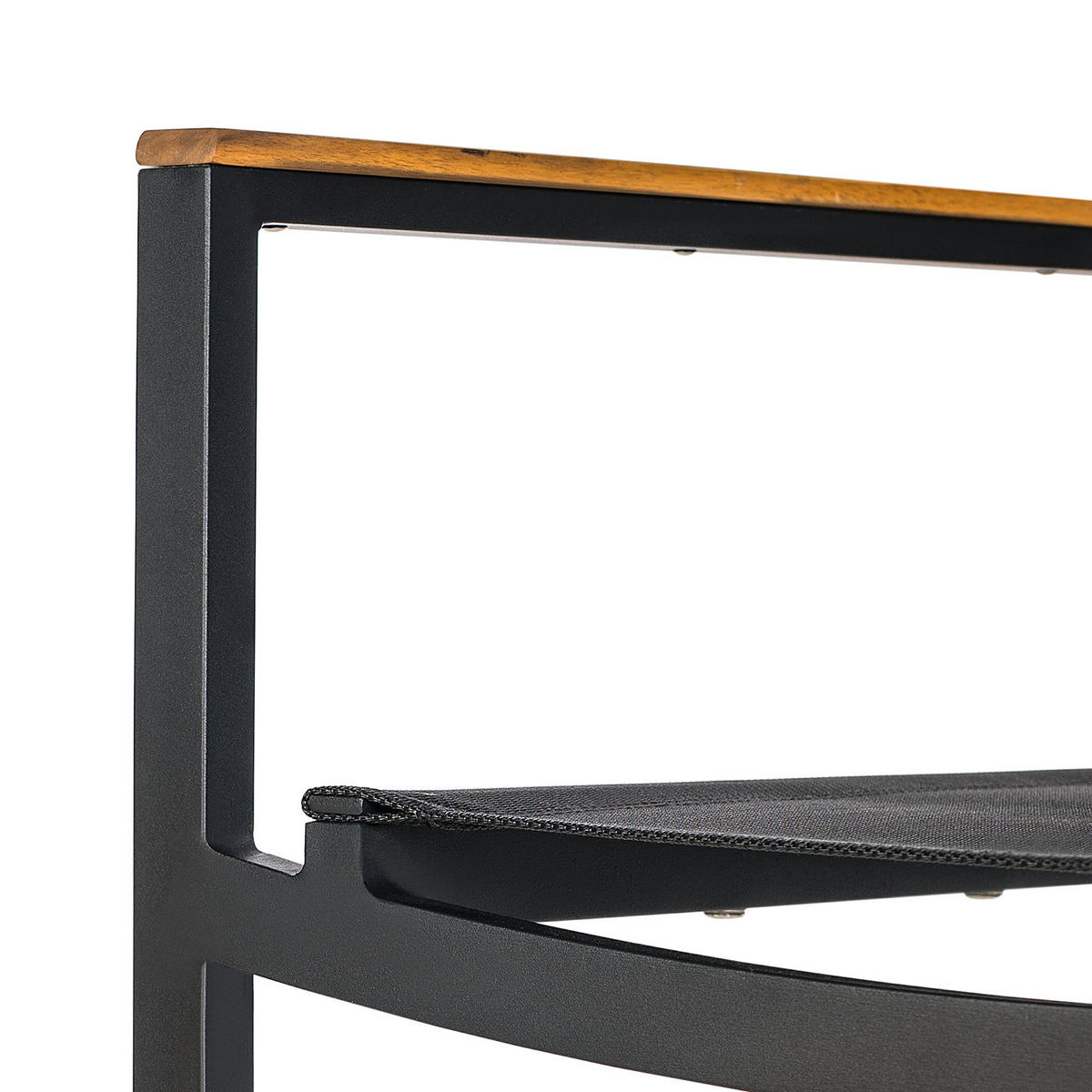 GARTENSTUHL mit GITTERSTOFF - 2er-Set - Textilene / Aluminium - Schwarz - Schwarz/Braun, Holz/Textil (52/90/53cm) - home24