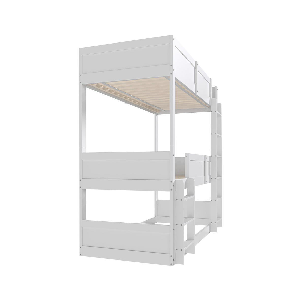 ETAGENBETT 90/200 cm in Weiß aus Holz – modulares Dreibettzimmerbett - Weiß, Holzwerkstoff (90/200cm) - BEAOK