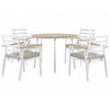 GARTENMÖBEL SET 4-Sitzer Aluminium weiß Auflagen beige Cavoli - Hellbraun/Beige, Metall - Beliani