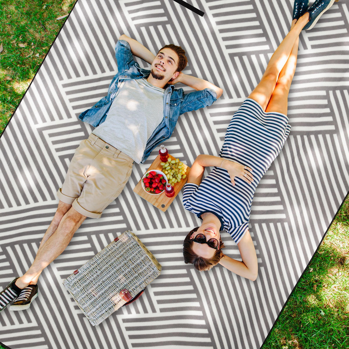 PICKNICKDECKE - Multicolor, Textil/Metall (200/329cm) - Relaxdays