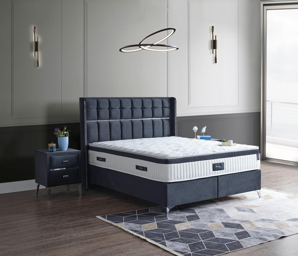 POLSTERBETT-SET Ocean 160x200 Anthrazit - Bett inkl. Matratze - Anthrazit, Metall (160/200cm) - Villa Möbel