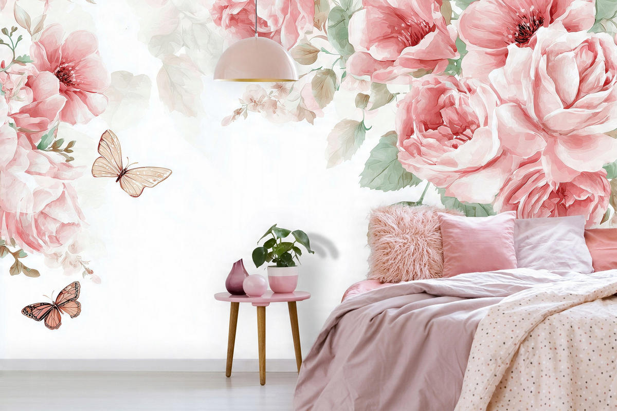 FOTOTAPETE Blumen Rosen Rosa Schlafzimmer 400x280 - Multicolor, Papier (400/280cm) - Wallarena