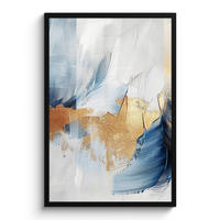 POSTER MIT RAHMEN Gold - Blau - Aquarell - Kunst - Modern 60x90 cm - Hellblau, Papier (60/90cm) - MuchoWow