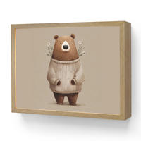 DOBÍJECÍ NOČNÍ LAMPIČKA Medvěd - Bílé květy - Cosy 40x30 cm - šedohnědá, kompozitní dřevo (8/40/30cm) - OnlyWow