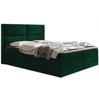 BOXBETT Bonio III 120/200 cm in Grün – mit Bettkasten und Topper - Schwarz/Grün, Holz/Holzwerkstoff (120/200cm) - AX Living