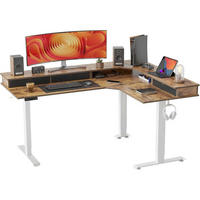 SCHREIBTISCH höhenverstellbar L-Form 160 x 120 cm Weiß/Braun - Multicolor, Holzwerkstoff (160/120/120cm)