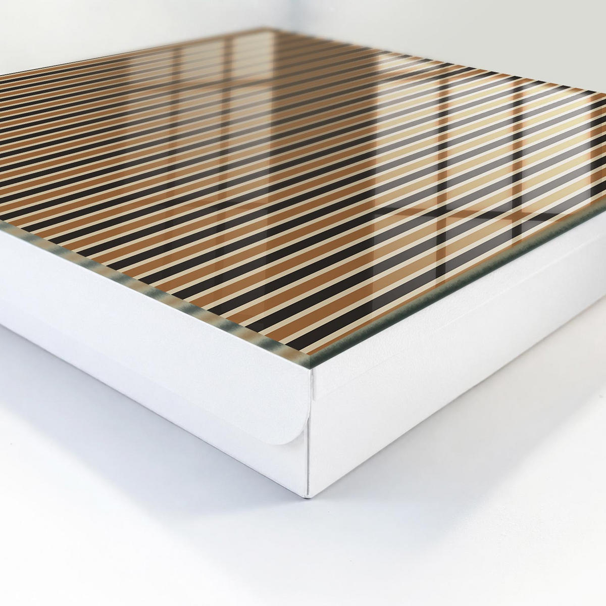 SCHLÜSSELBOX Weiß 30x30 cm – Türöffnung nach rechts - Minimalistische Streifen - Braun, Metall (30/30/5cm) - TULUP