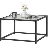 COUCHTISCH aus Hartglas und Stahl 68x68x39 cm in Schwarz - Schwarz, Glas (68/68/39cm) - Modfu