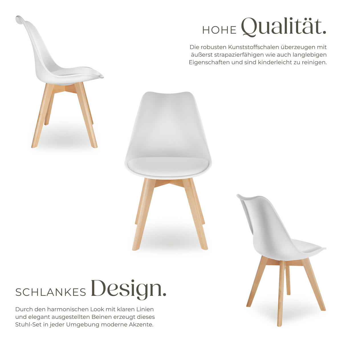 ESSZIMMERSTUHL 4er Set Frederikke,49 x 56 x 82,5 cm,weiß - Weiß, Textil (49/82/53cm) - tectake