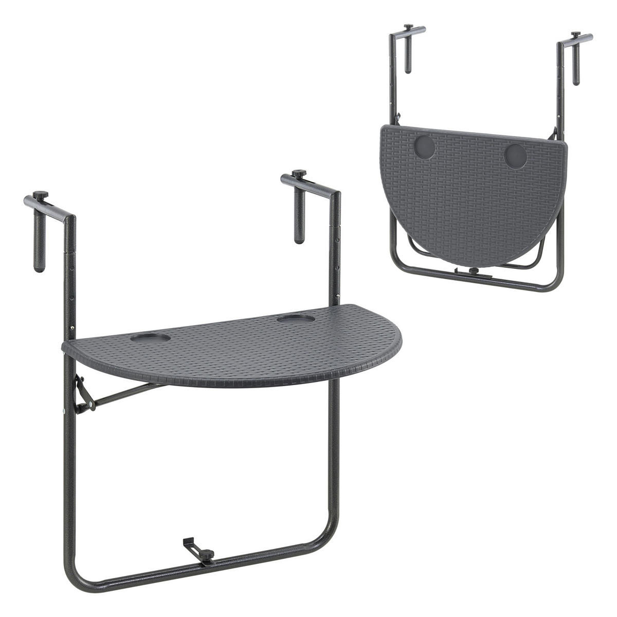 BALKONHÄNGETISCH Cicala - Dunkelgrau, Metall (64/60/83.5cm) - [en.casa]
