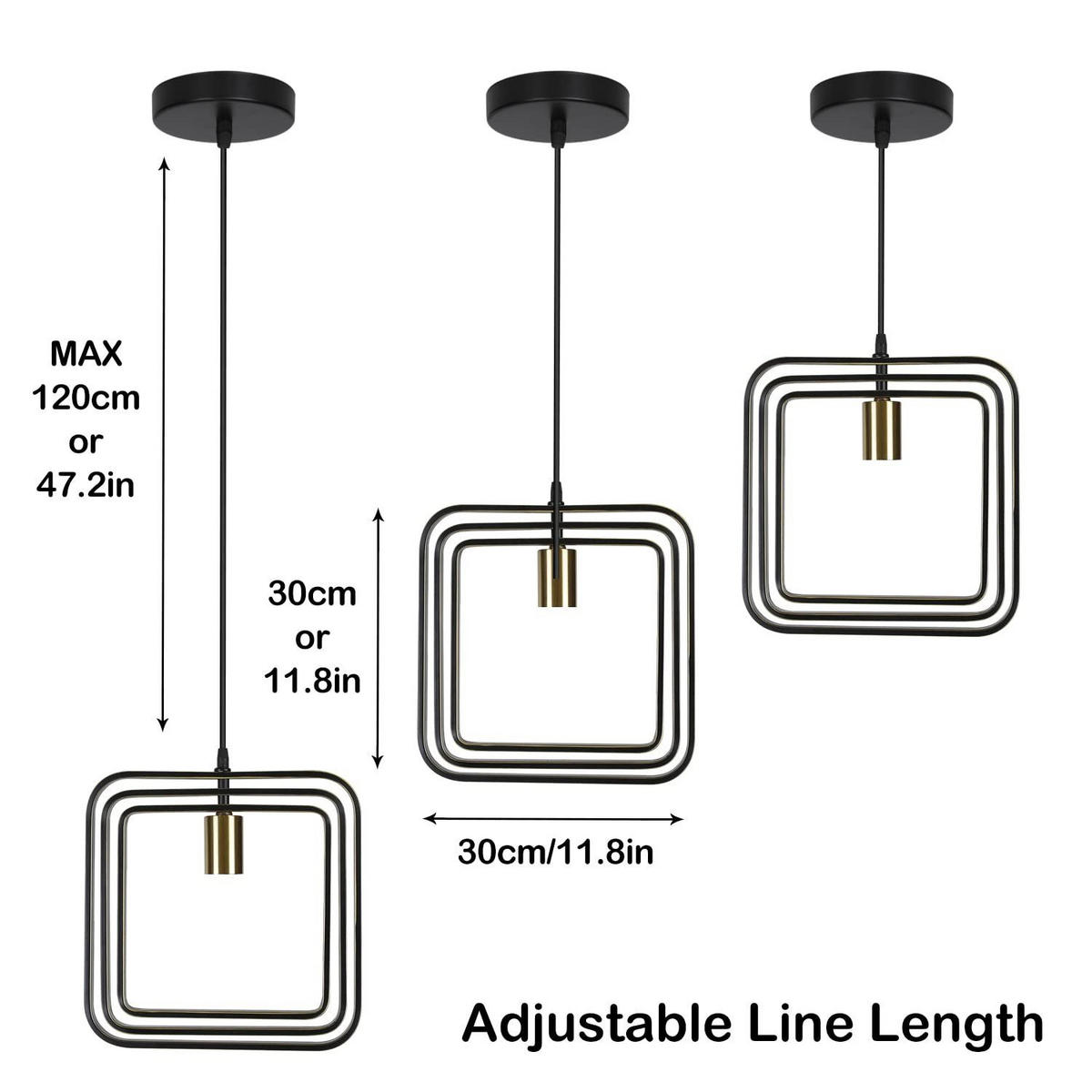 HÄNGELEUCHTE Mirag 30/150/30 cm - Schwarz, Metall (30/30/150cm) - ZMH