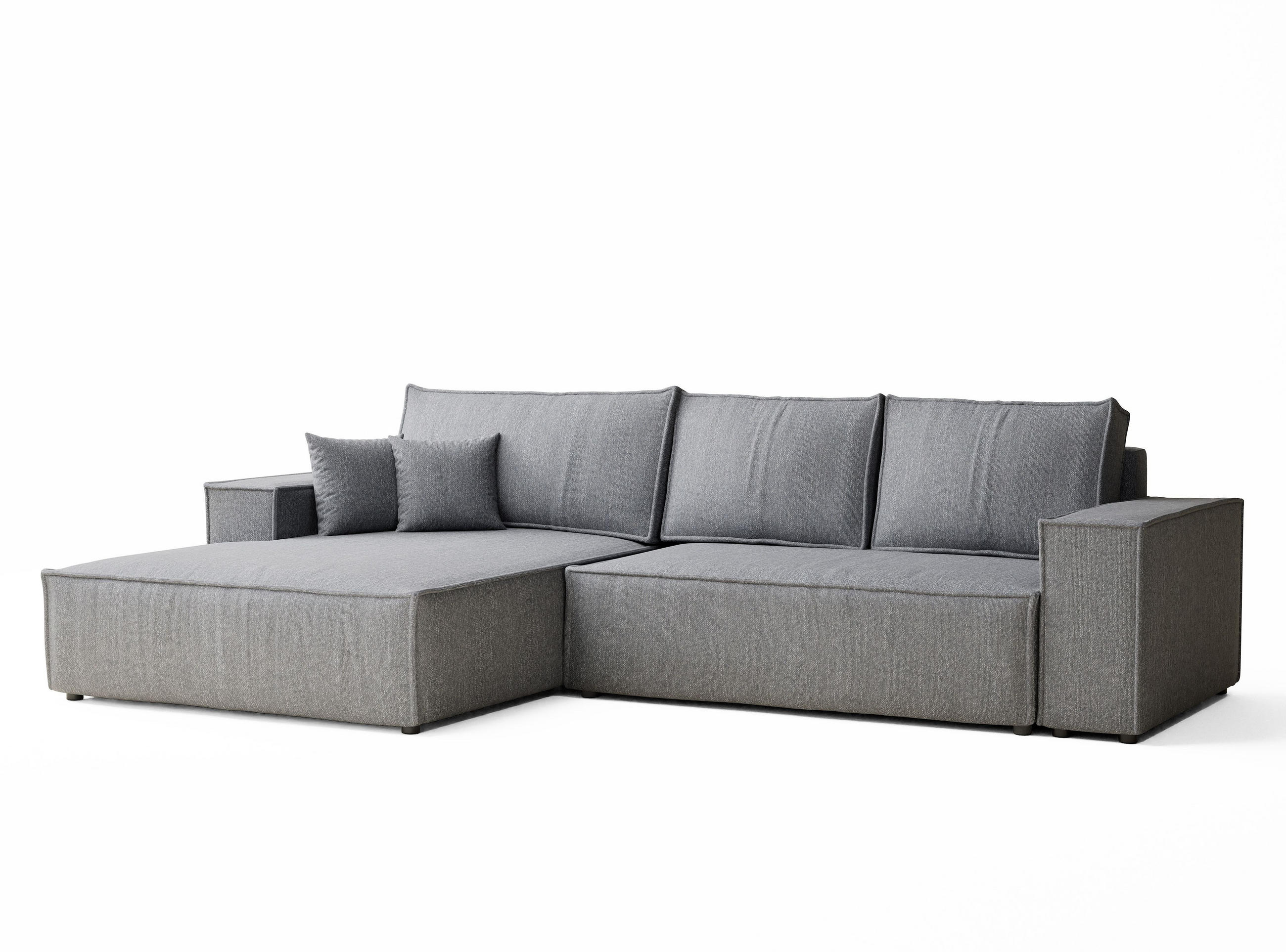 ECKSOFA MIT SCHLAFFUNKTION Maze Grau Webstoff - Schwarz/Grau, Holz/Holzwerkstoff (294/185cm) - Maison de Reve