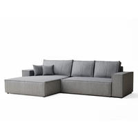 ECKSOFA MIT SCHLAFFUNKTION Maze Grau Webstoff - Schwarz/Grau, Holz/Holzwerkstoff (294/185cm) - Maison de Reve
