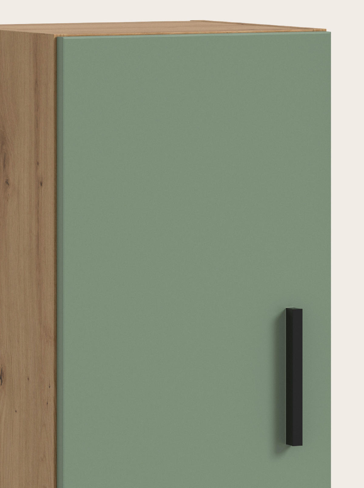 STAURAUMSCHRANK grün, Eiche Artisan 65 x 178 cm, Mehrzweckschrank mit viel Stauraum - Schwarz/Eiche Artisan, Holzwerkstoff/Kunststoff (65/178/34cm) - Inn.Furn
