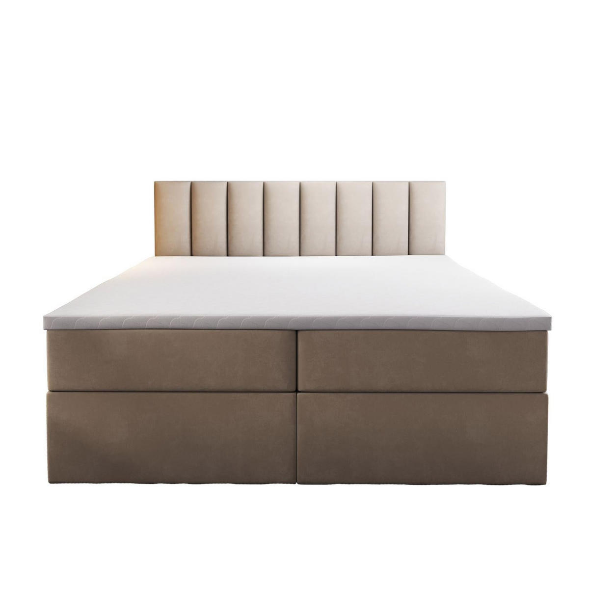 BOXSPRINGBETT PALERMO mit Bettkästen und Bonell Matratze H3 - Beige - 180x200 cm - Beige, Textil (180/200cm) - Trada