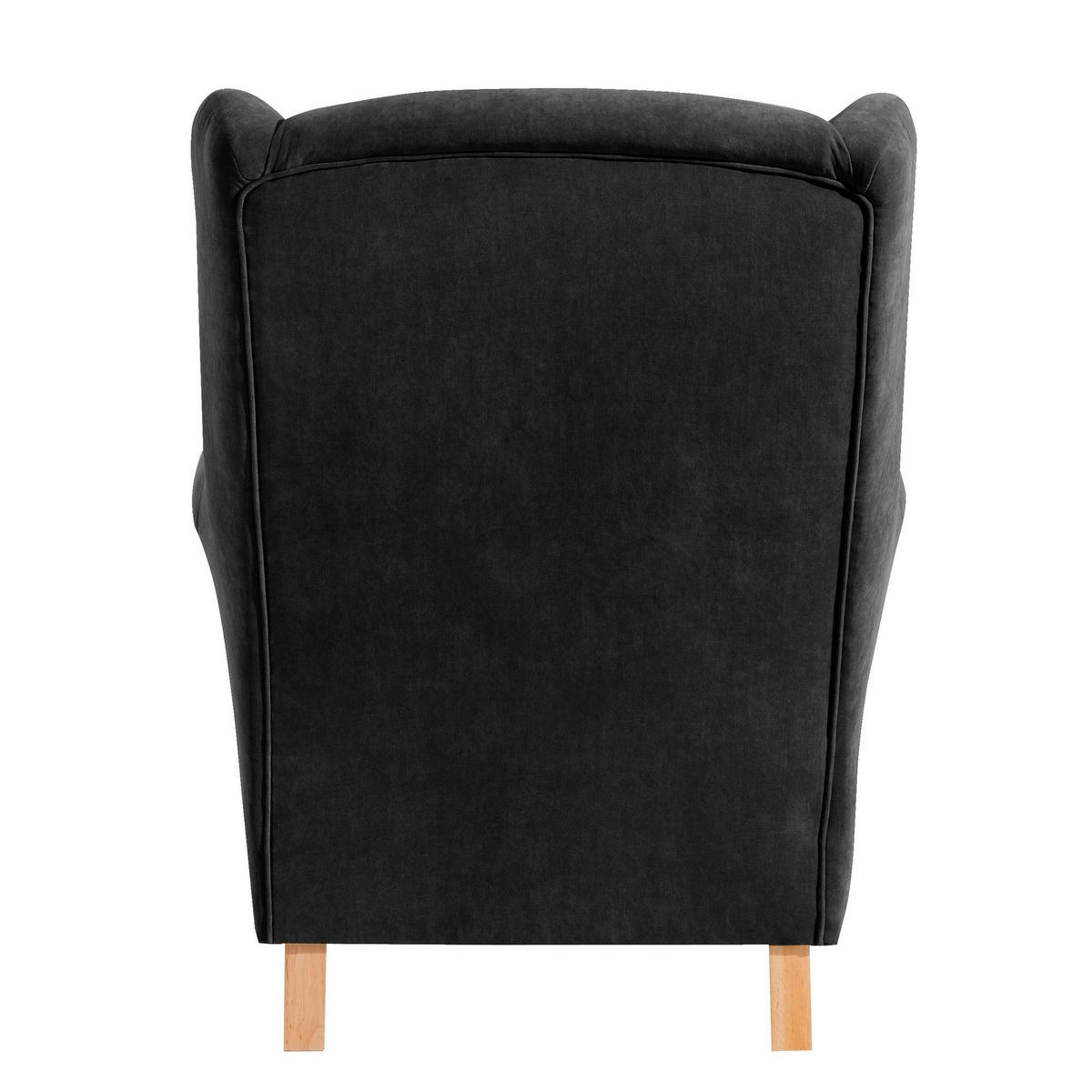 OHRENSESSEL Karlen Bezug Veloursstoff Buche natur / schwarz - Buchefarben/Schwarz, Kunststoff (86/103/77cm) - 58aufmkessel