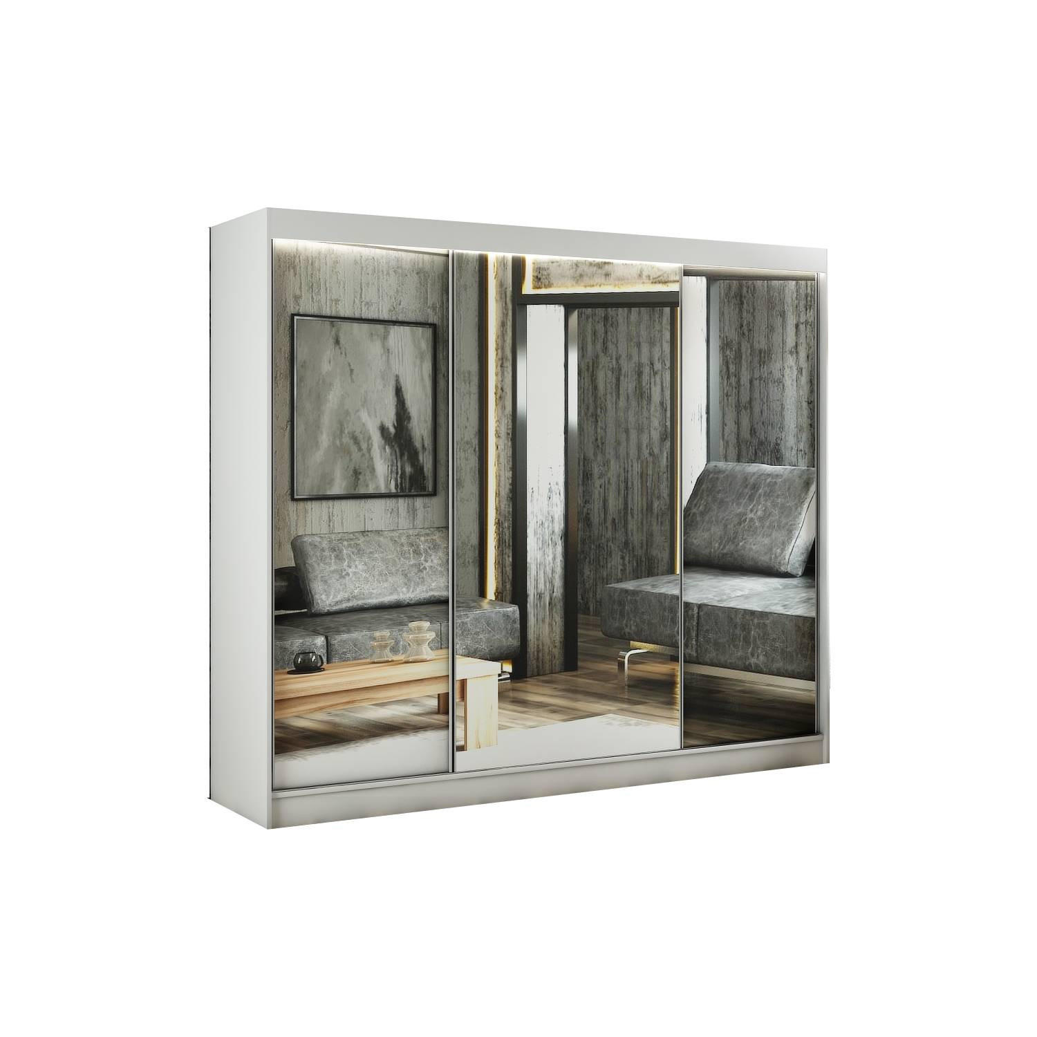 SCHIEBETÜRENSCHRANK DOMA - Weiß, Holzwerkstoff (250/215/61cm) - Meblini