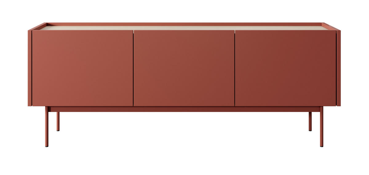 TV-BOARD 3 Türen Laris - 144 cm, Rot - Rot, Holz (144/55/37cm) - Emporius