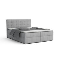 BOXBETT FLORIDA 180/200 in Velour Hellgrau - Hellgrau, Holz/Holzwerkstoff (180/200cm) - Deine Möbel 24