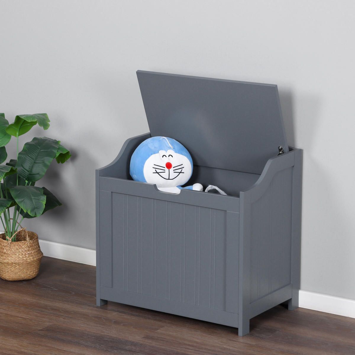 WÄSCHETRUHE - Grau, Holzwerkstoff (56/53/36cm) - Relaxdays