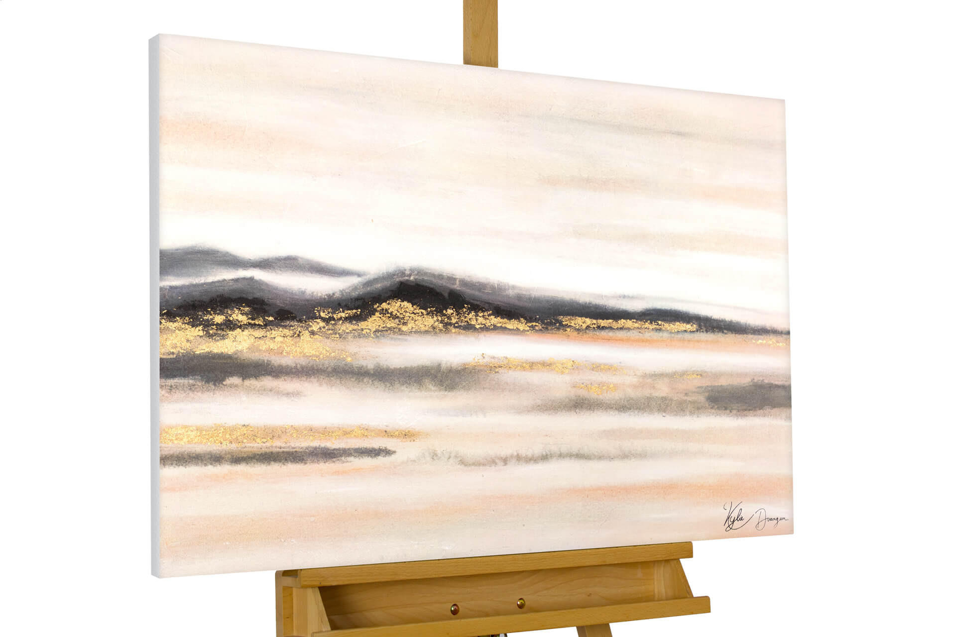 ACRYLBILD HANDGEMALT 100/75 cm - Beige/Schwarz, Holz/Textil (100/75cm) - KUNSTLOFT