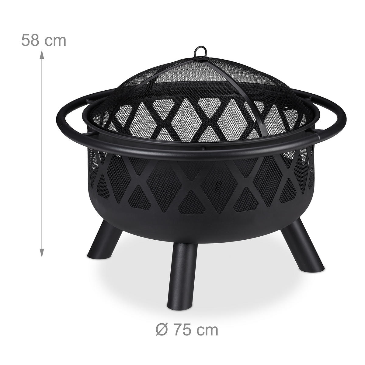 FEUERSCHALE - Schwarz, Metall (75/58/75cm) - Relaxdays