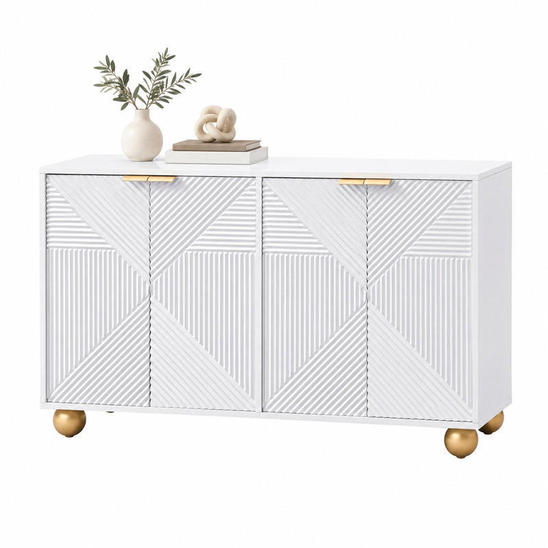 SIDEBOARD mit 4 Türen ca. 120 x 35 x 71,5 cm MDF Weiß - Weiß, Holzwerkstoff (120/71.5/35cm) - Meubliv