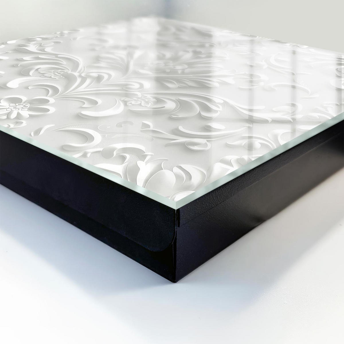 SCHLÜSSELBOX Schwarz 30x30 cm- Türöffnung nach rechts - Reicher Schmuck - Weiß, Metall (30/30/5cm) - TULUP