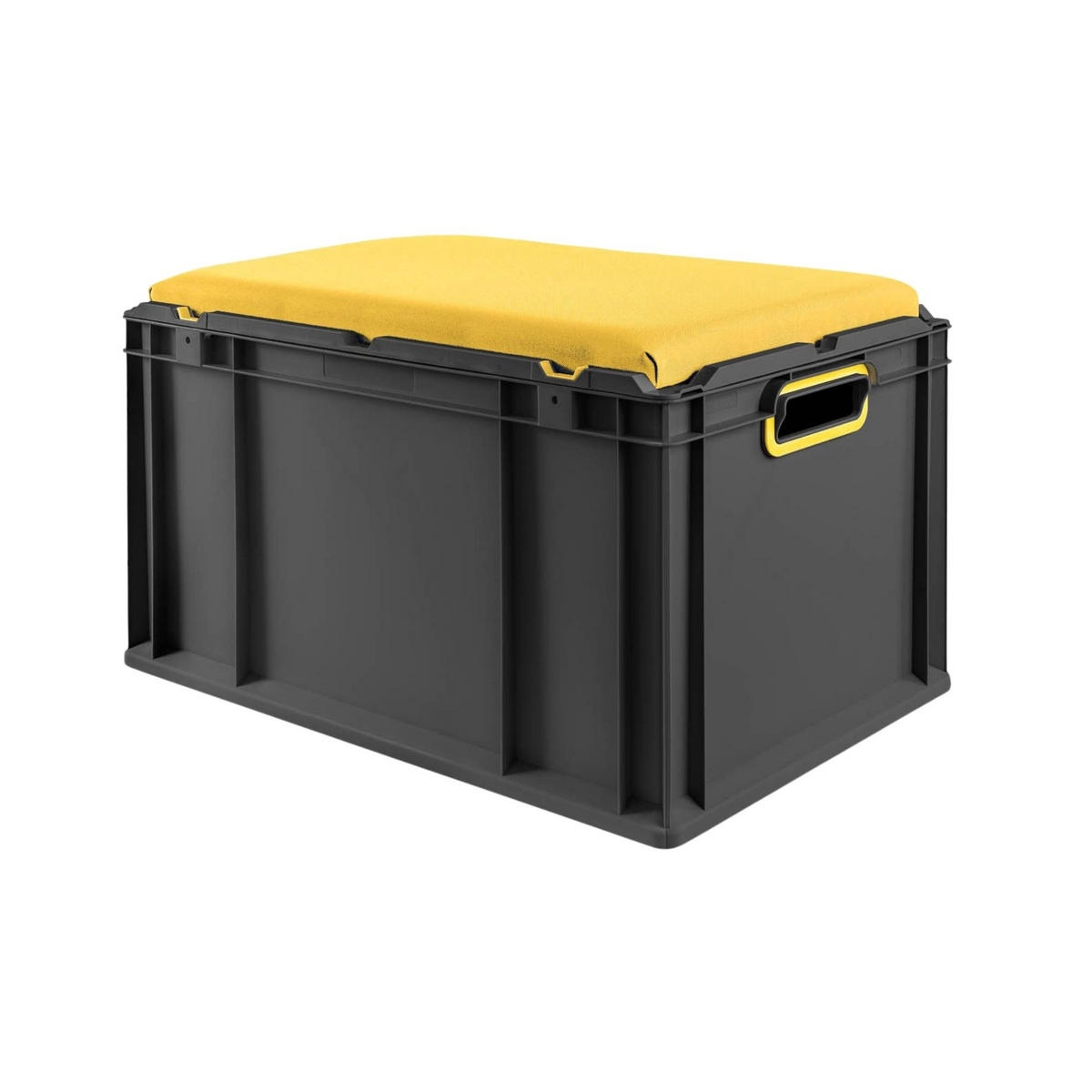 EUROBOX NextGen Seat Box Gelb, HxBxT 36,5x40x60cm, 65 Liter, Griffe offen, Schwarz - Schwarz, Kunststoff (40/36.5/60cm) - PROREGAL