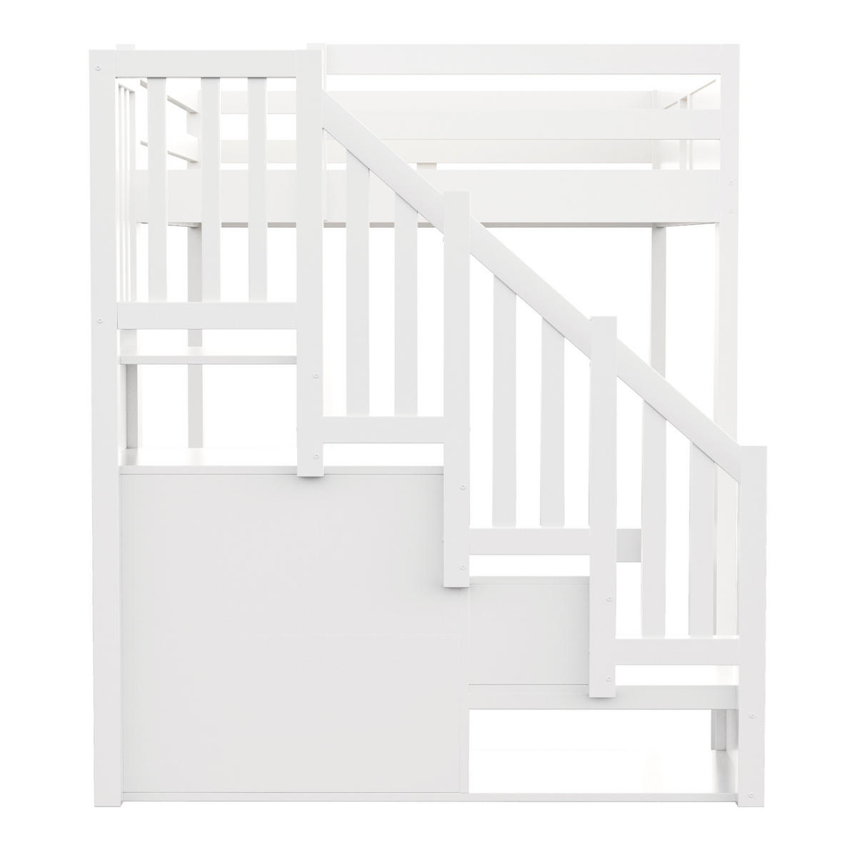 HOCHBETT 140x200 cm Weiß mit Stauraumtreppe und Sicherheitsgeländer - Weiß, Holz (140/200cm) - IVMEU