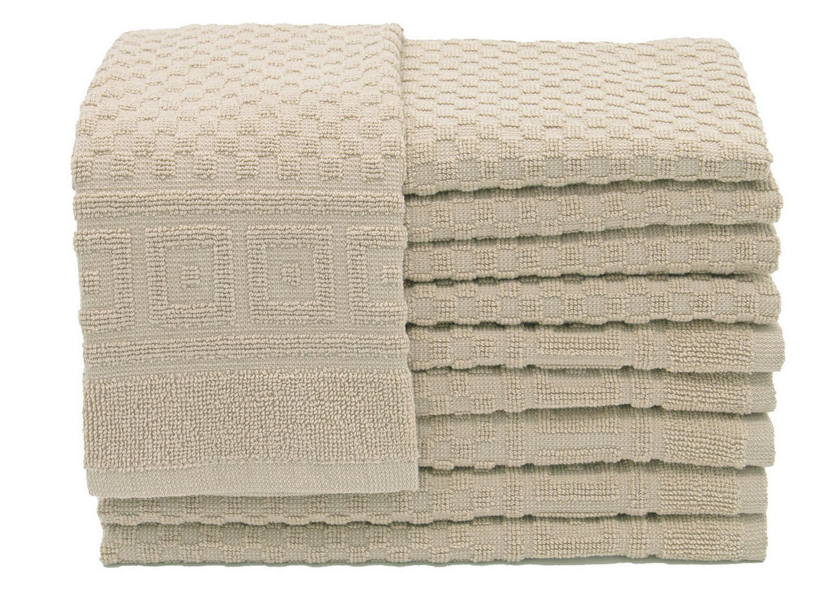 GÄSTETÜCHER, 10er-Set, 30x50 cm, 100% Baumwolle, Braun - Cappuccino, Textil (30/50cm) - Zollner