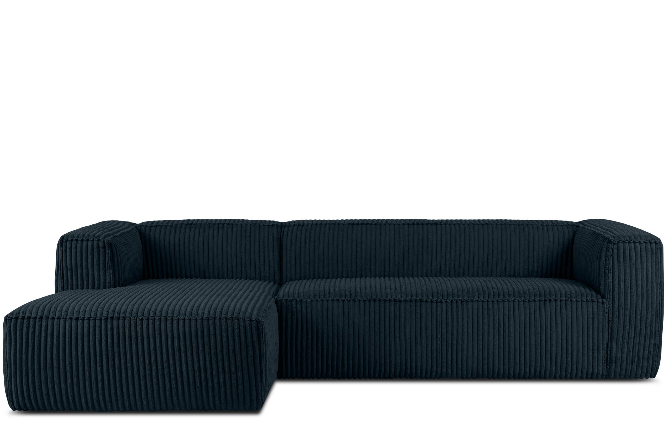 ECKSOFA-LINKS FEROX Modern, Cord-Stoff, marineblau - Blau/Grün, Textil (305/175cm) - KONSIMO®