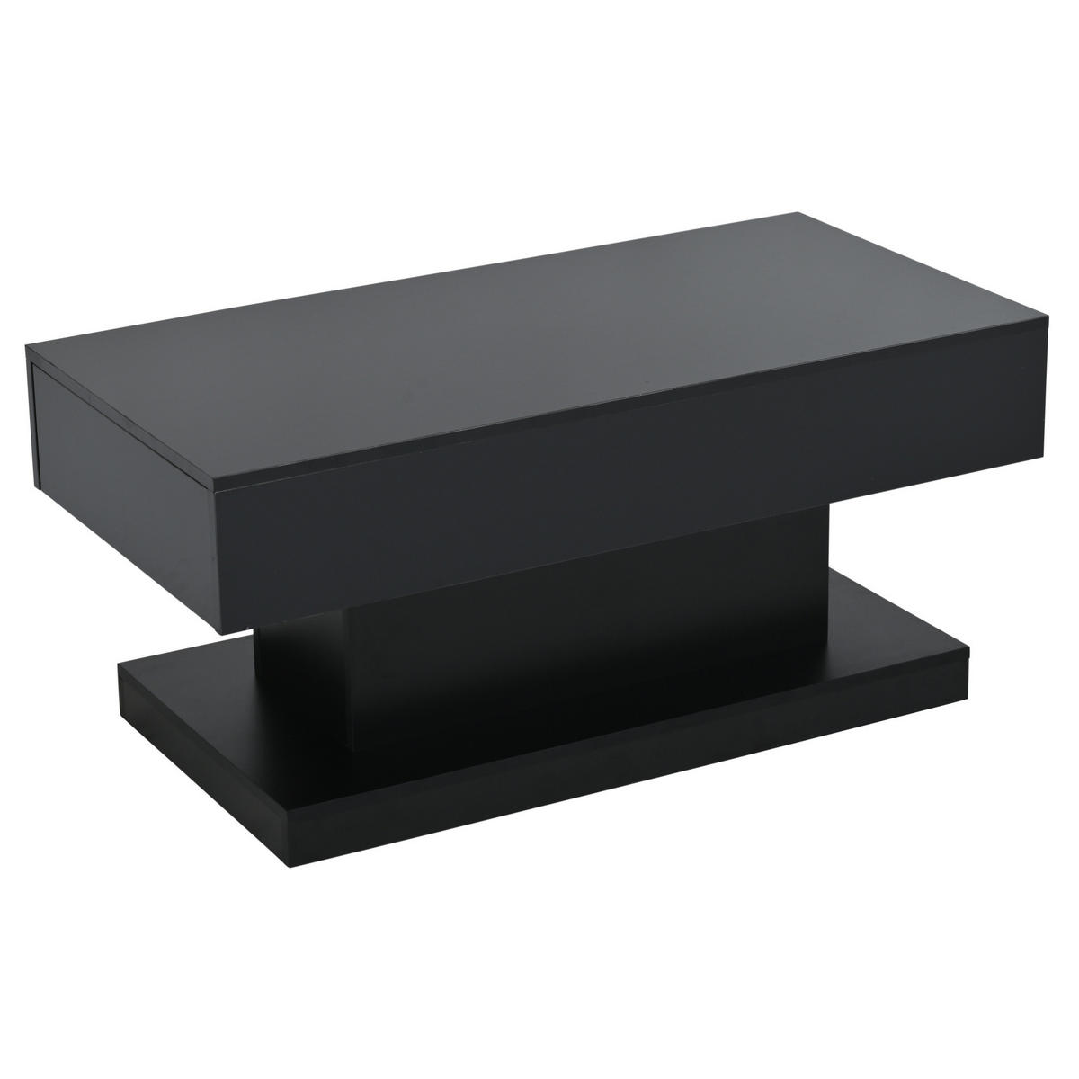 COUCHTISCH 100/50 cm mit 2 Schubladen und LED-Beleuchtung in Schwarz - Schwarz, Holzwerkstoff (100/50/45cm) - BEAOK