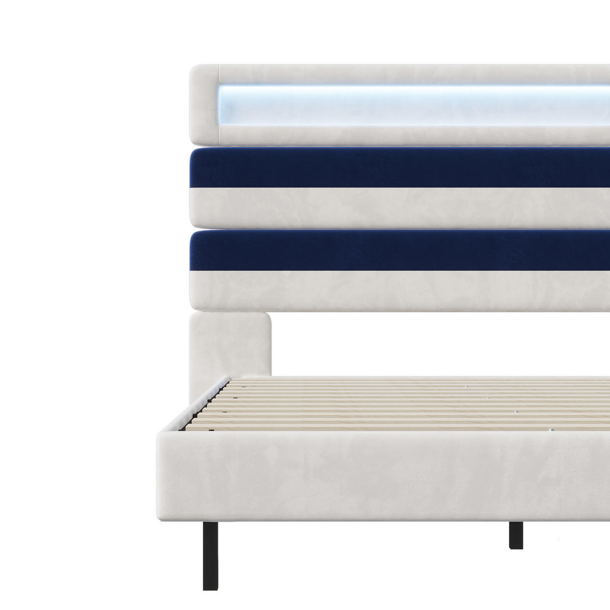POLSTERBETT 140x190 cm mit integrierter LED-Beleuchtung, USB Typ-C Anschlüsse, Samtstoff weiß - Weiß, Holzwerkstoff (140/190cm) - Novahome