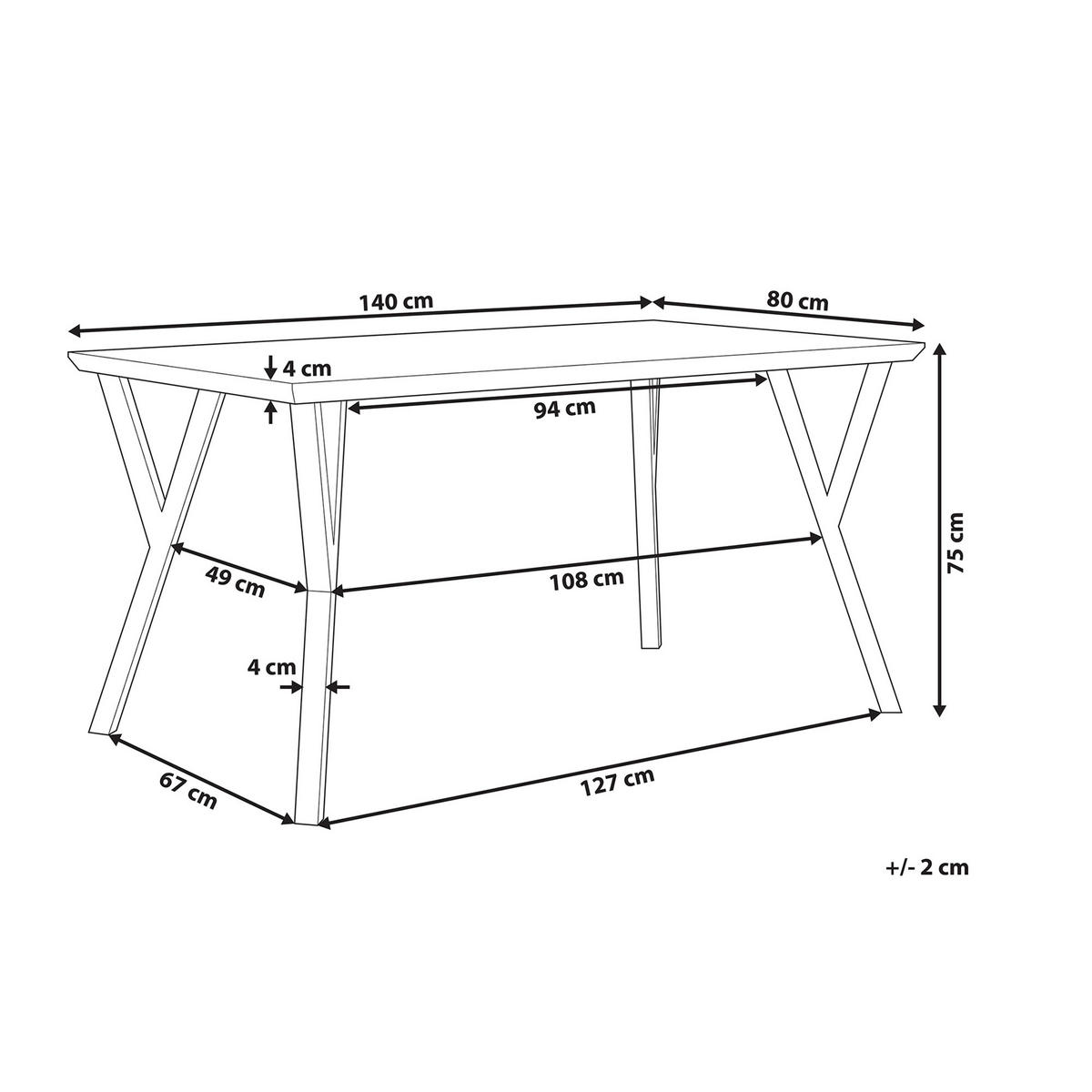 JÍDELNÍ STŮL 140/80/75 cm Světle hnědý, Černý Obdélníkový Bravo - světle hnědá, kompozitní dřevo (140/80/75cm) - Beliani