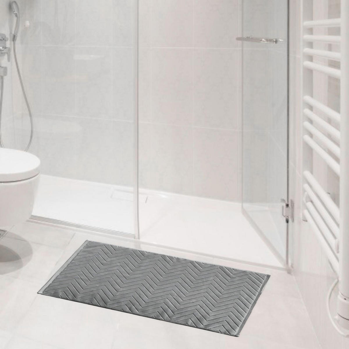 BADEMATTE rutschfest mit Memory-Schaum (Grau) - Grau, Textil (50/80cm) - Intirilife