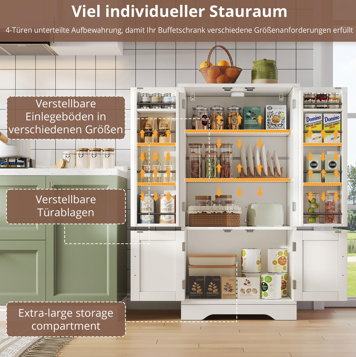 BUFFET 120/60/40 cm Weiß aus MDF mit LED-Sensorlicht - Weiß, Holzwerkstoff (40/120/60cm) - OKMYHOME