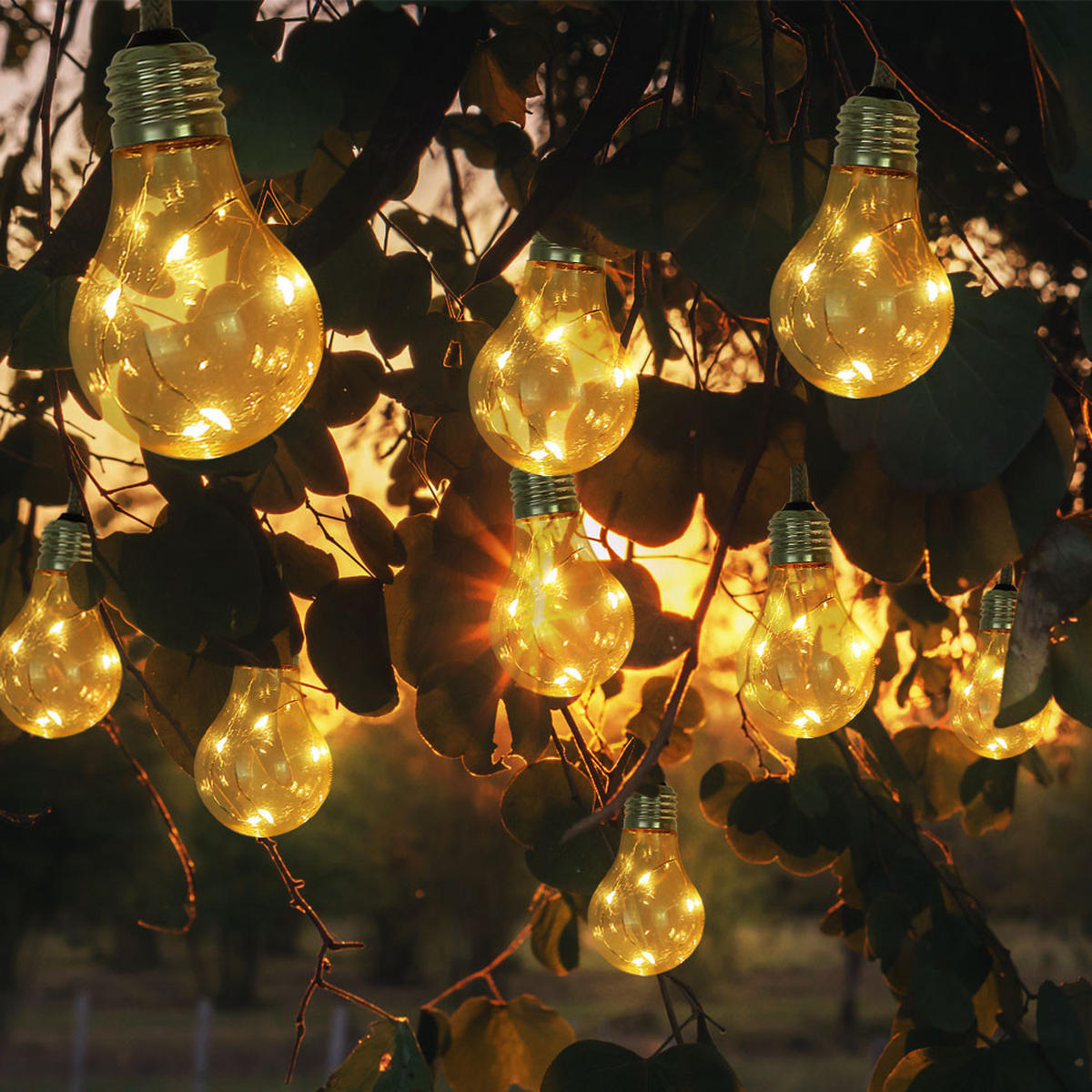 LED AUSSENLEUCHTE Solar Lichterkette Braun Hanfseil - Braun, Kunststoff (570/6/10.6cm) - Globo Lighting