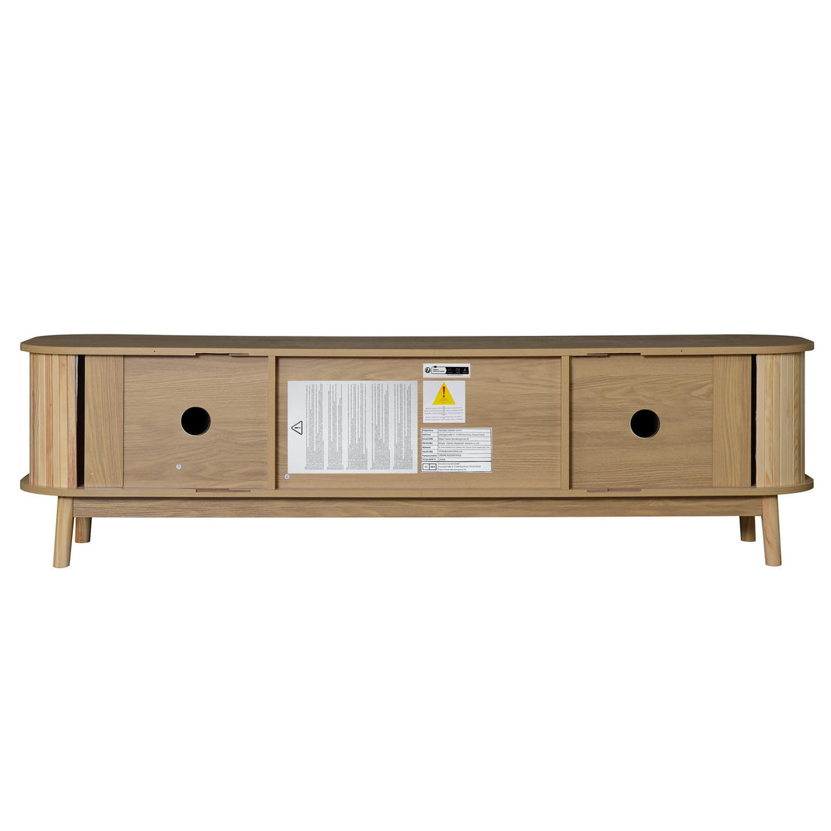 LOWBOARD 170/39,5/46 cm aus Holzwerkstoff und Massivholz mit Rattanfronten Natur - Eichefarben, Holzwerkstoff (170/46/39.5cm) - Modenvie