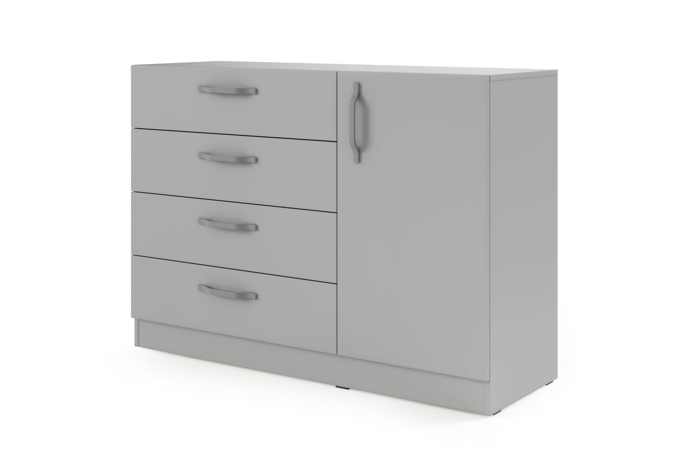 KOMMODE BRISSO BRK2 120,5/85/40 cm in Platingrau mit Metallgriffen - Grau, Holzwerkstoff/Metall (121/85/40cm) - Deine Möbel 24