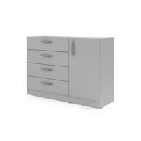 KOMMODE BRISSO BRK2 120,5/85/40 cm in Platingrau mit Metallgriffen - Grau, Holzwerkstoff/Metall (121/85/40cm) - Deine Möbel 24