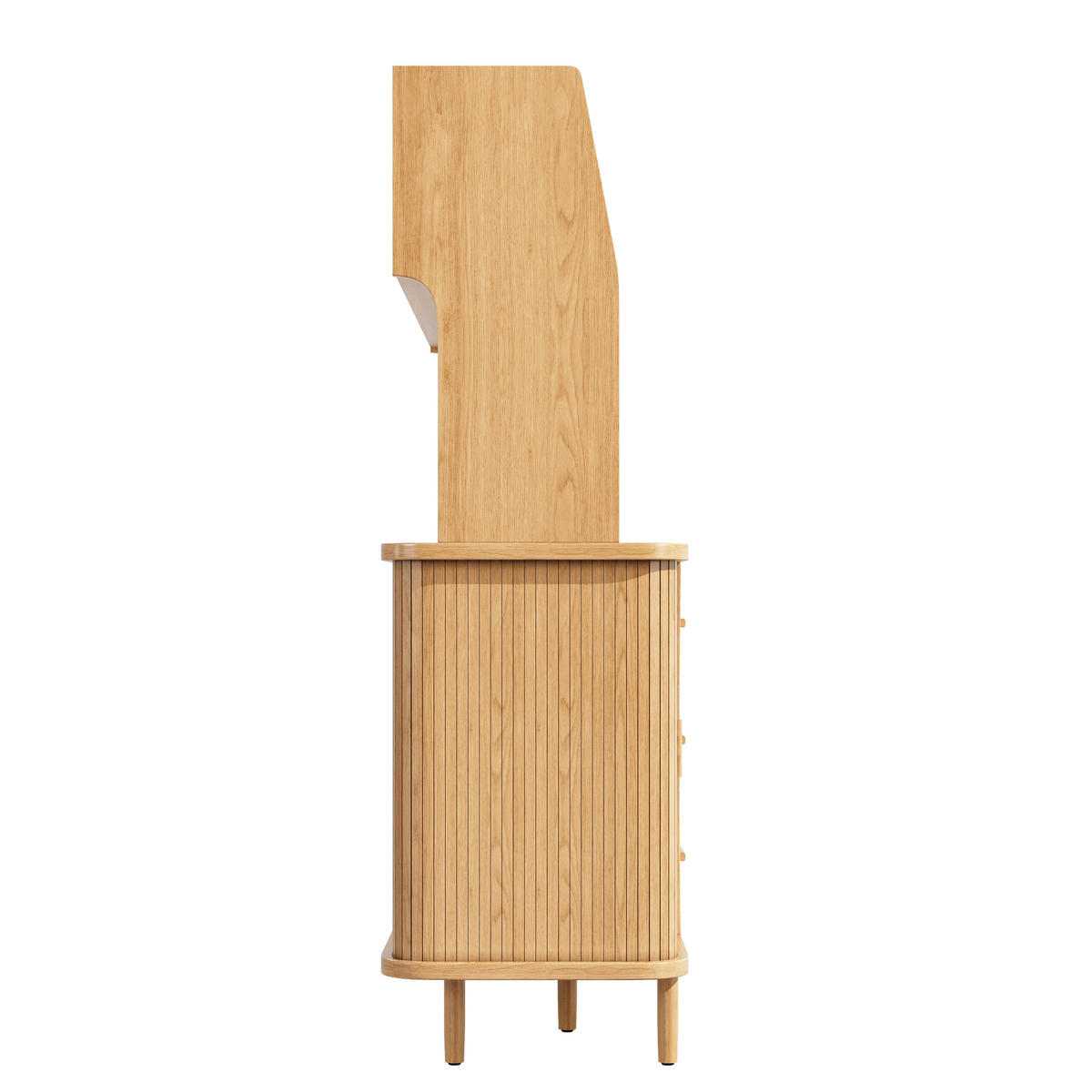 BUFFET DE-38468 140/40/174 cm mit Rattanoptik und Glasschiebetüren Nussbaum - Naturfarben, Holzwerkstoff (140/174.5/40.5cm) - ComfortXL