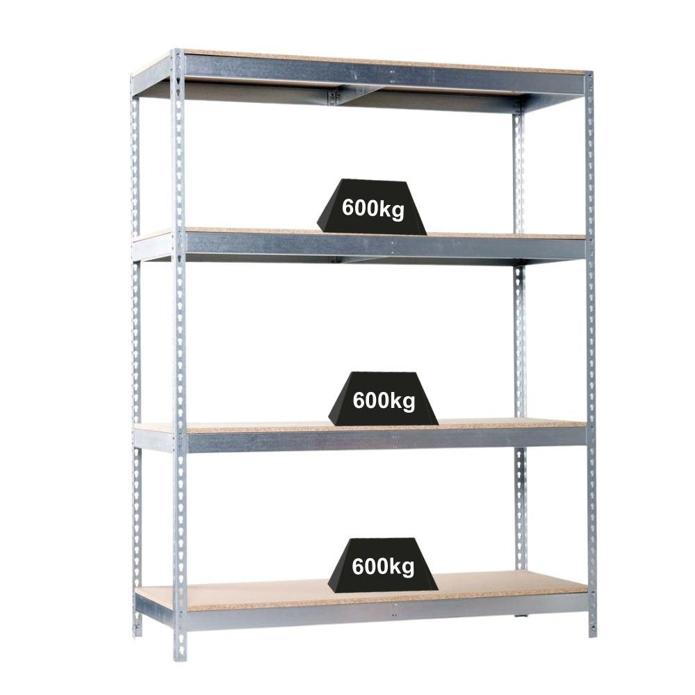 SCHWERLASTREGAL Wood Beast Four HxBxT 200 x 180 x 90 cm 4 Ebenen Fachlast 600 kg Verzinkt - Silberfarben, Metall (180/200/90cm) - PROREGAL