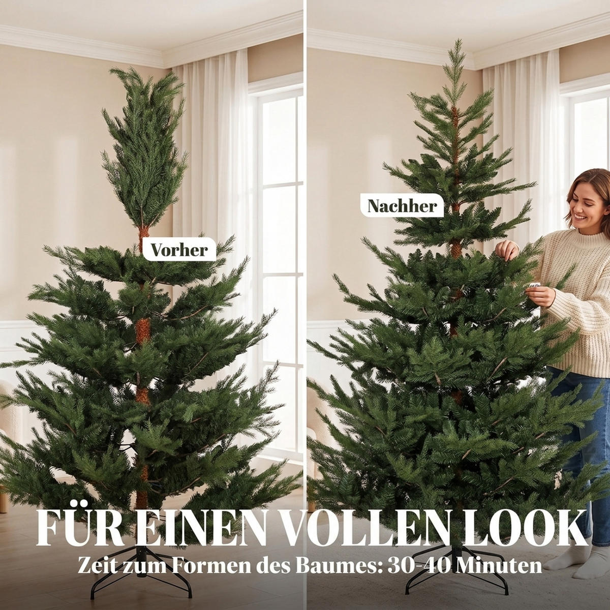 WEIHNACHTSBAUM PVC Grün - Smaragdgrün, Kunststoff (210cm) - HOMCOM