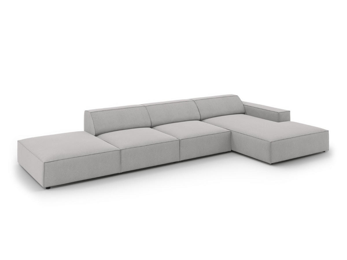 ECKSOFA rechts Jodie aus strukturiertem Stoff hellgrau 5 Sitzplätze - Hellgrau, Textil (166/341cm) - Micadoni