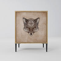 SIDEBOARD STEAMPUNK CLAN, Eichefarben, 57,5x42x72,5 cm, Schwarze Metallfüße - Eichefarben/Multicolor, Holzwerkstoff/Metall (57.5/72.5/42cm) - SpaceRebels