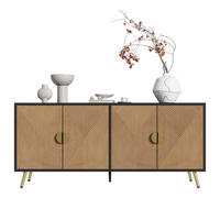 SIDEBOARD 160/40/75 cm in Schwarz und Holzoptik mit 4 Türen und Soft-Close - Schwarz, Holzwerkstoff (160/75/40cm) - Flora Grace